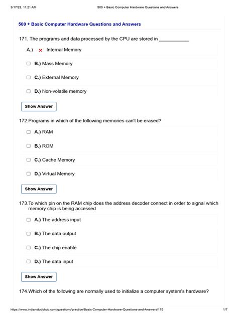 basic computer hardware questions.